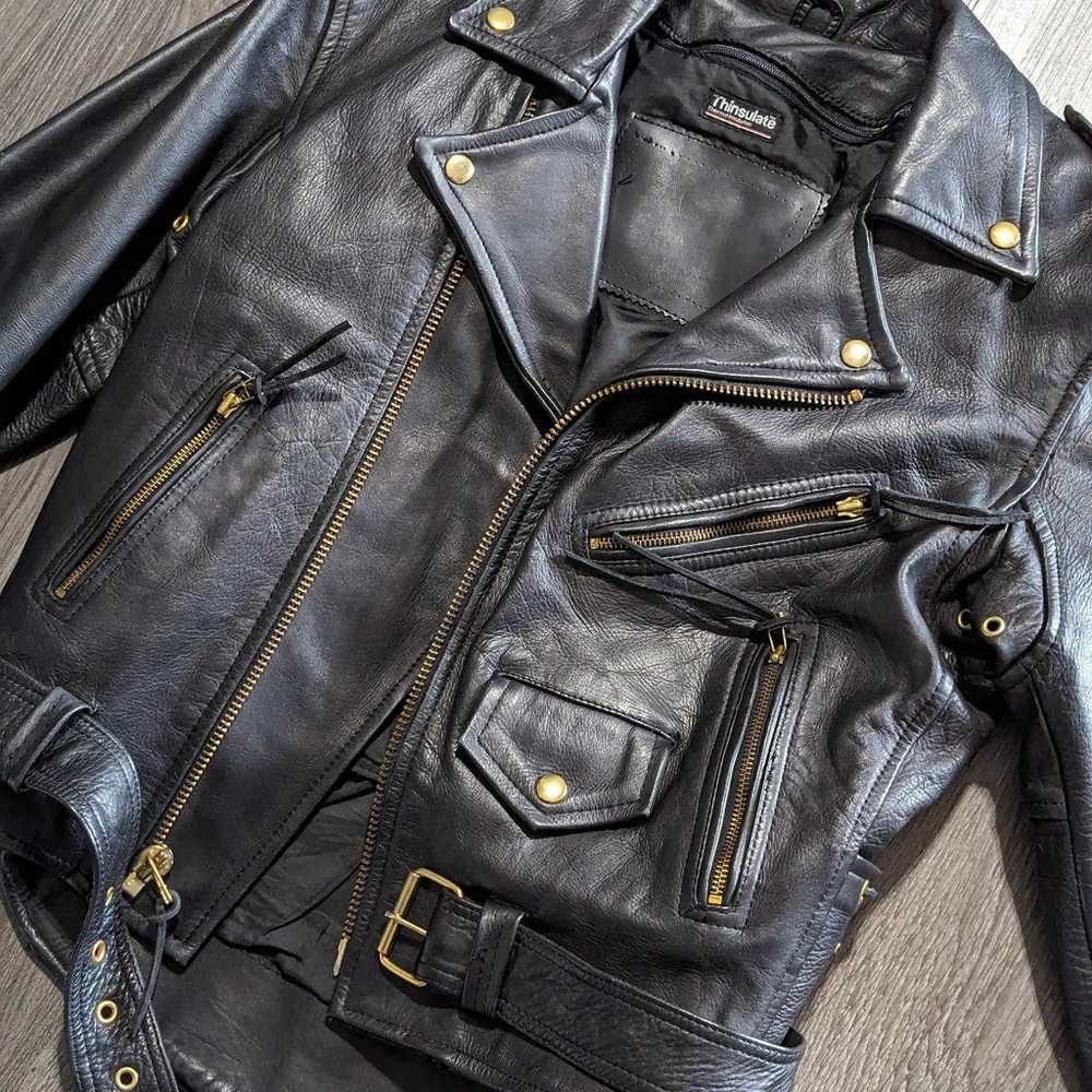 Vintage Leather Motorcycle Jacket - image 3