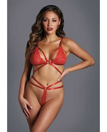 Adore Me Burgundy Maroon Floral Lace Lined Underwire Strappy