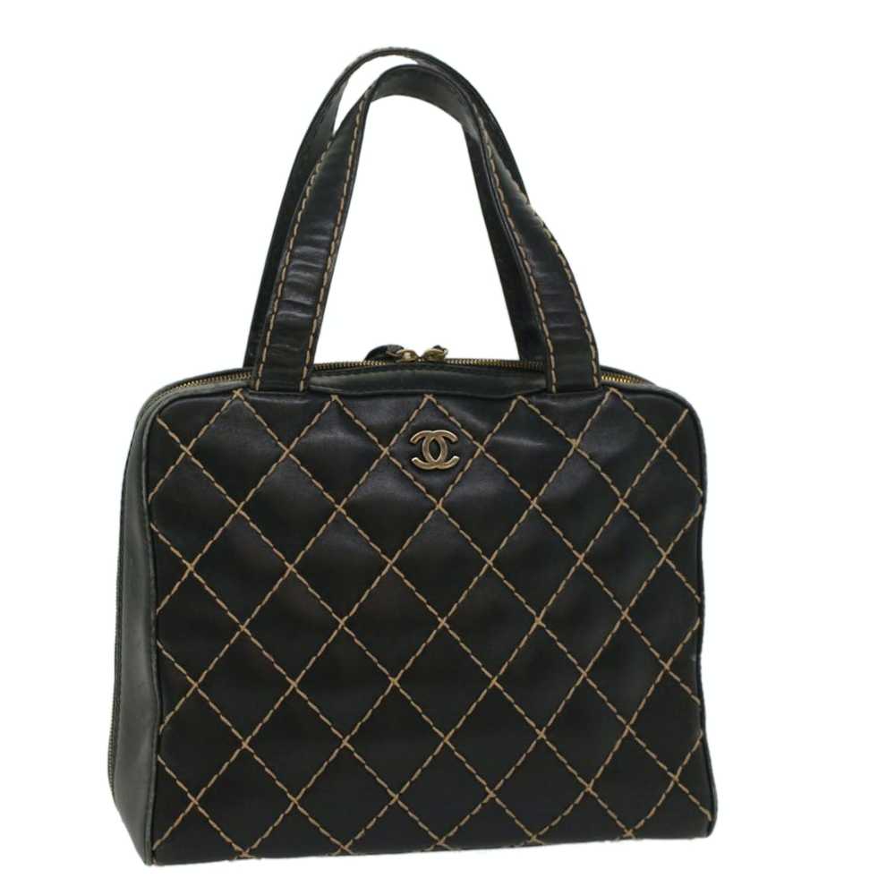 Chanel CHANEL Wild Stitch Hand Bag Leather Black … - image 1