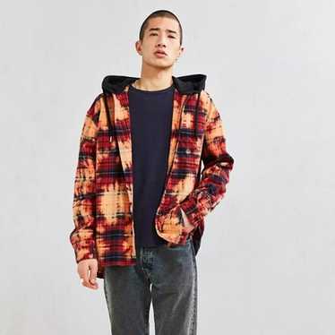 Urban Outfitters Acid Wash Red flannel hoodie - image 1