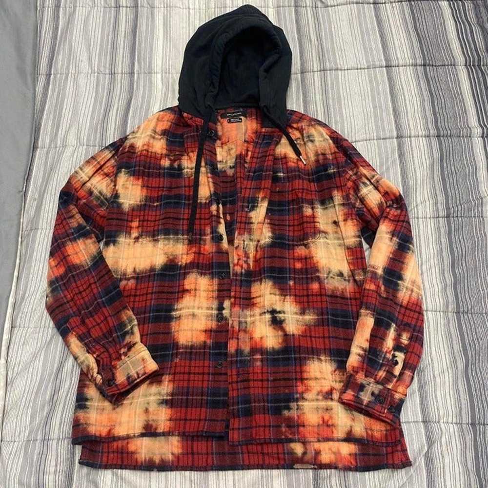 Urban Outfitters Acid Wash Red flannel hoodie - image 2