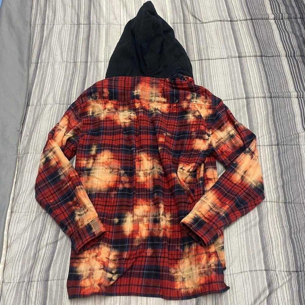 Urban Outfitters Acid Wash Red flannel hoodie - image 3
