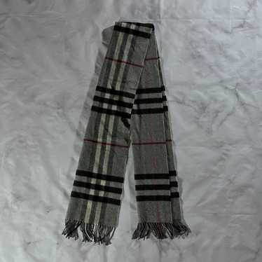 Burberry Grey Check Cashmere Scarf