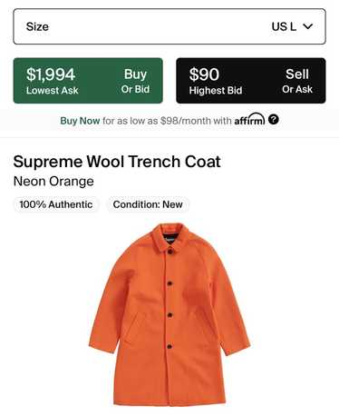 Supreme orange trench on sale coat