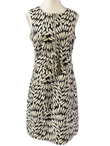 Tory Burch Ivory & Brown Belted Sheath Dress With 