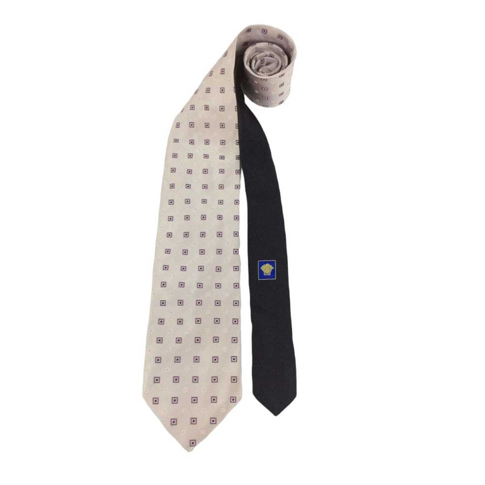 Versace VERSACE Pink Geometric Tie Silk Italy 58"… - image 1