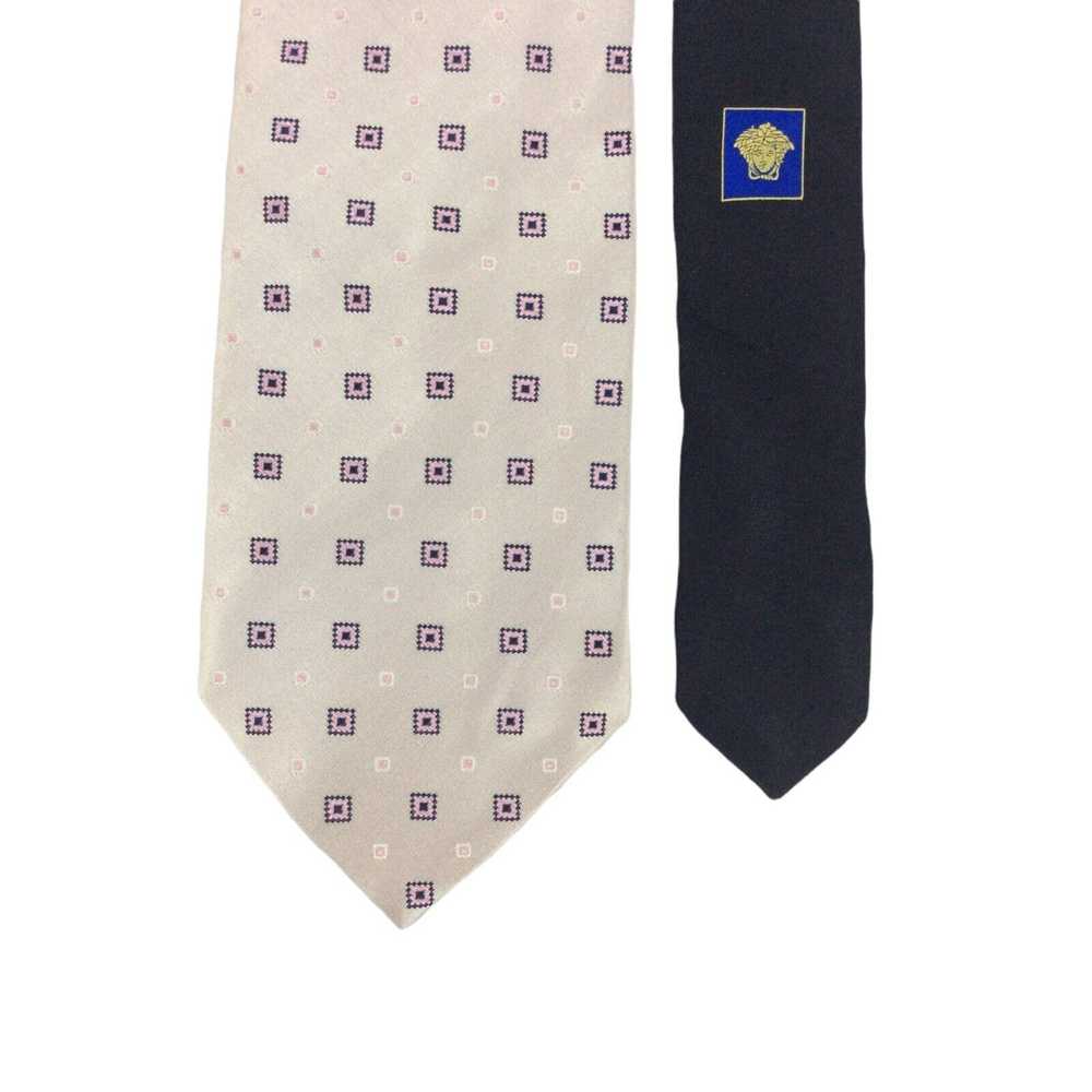 Versace VERSACE Pink Geometric Tie Silk Italy 58"… - image 3