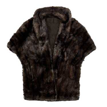 NBDN Nobrandedon Genuine Brown Fur Warm Poncho Co… - image 1