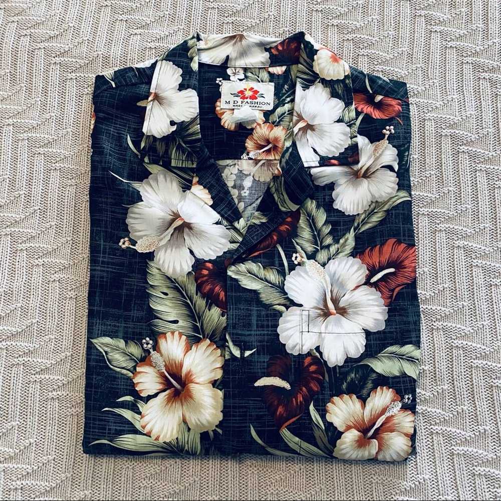Hawaiian Shirt Vintage Hawaiian Shirt black flora… - image 1