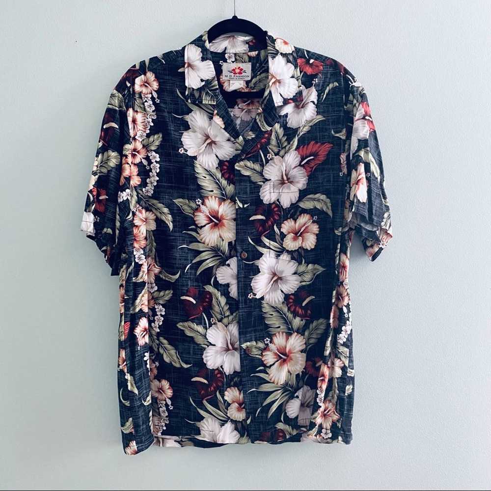 Hawaiian Shirt Vintage Hawaiian Shirt black flora… - image 2