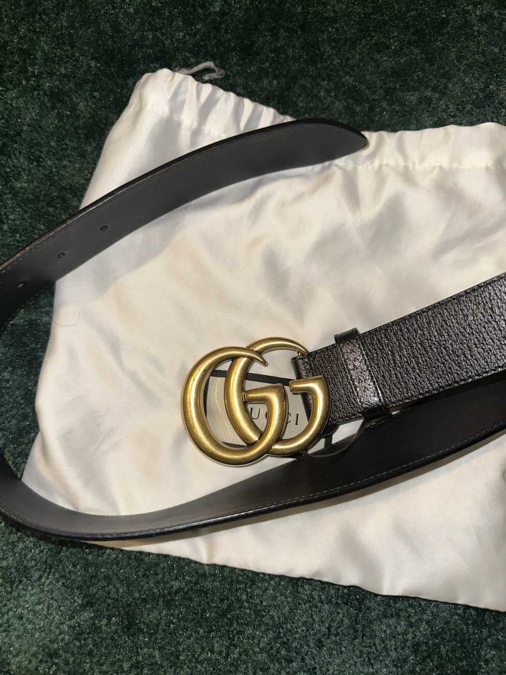 Gucci GG MARMONT LEATHER BELT WITH SHINY BUCKLE S… - image 1