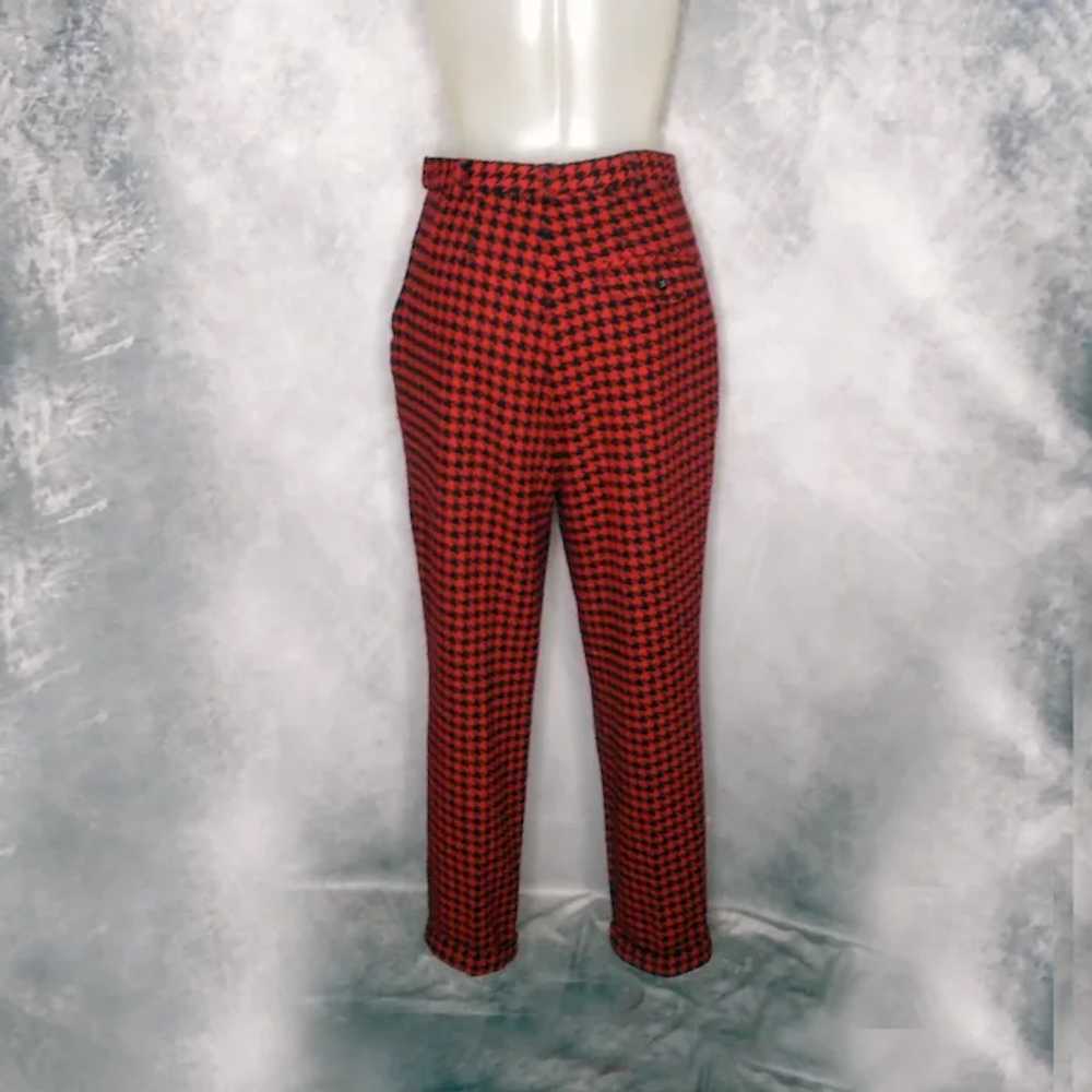 80s GAP Wool Pants, Fully Lined Red Black Houndst… - image 3