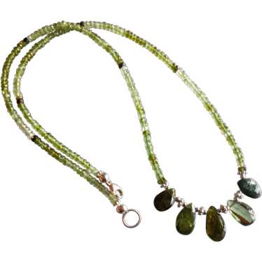 Vivid Green and Black Tourmaline Necklace - image 1