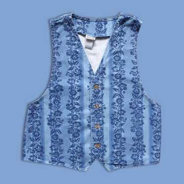 Vivaldi Jeanswear Vintage Floral Striped Vest - image 1