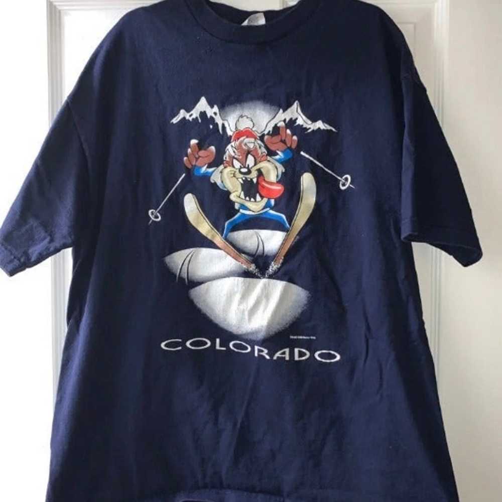 Retro Looney Tunes 90s Style Tshirt Colorado Skii… - image 1