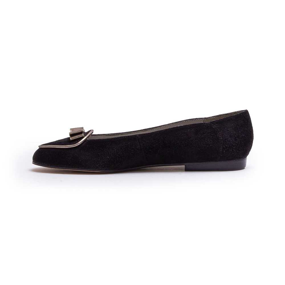 1980s NOS Black Suede and Silver Flats by Pappaga… - image 3