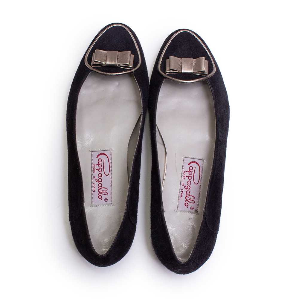 1980s NOS Black Suede and Silver Flats by Pappaga… - image 5