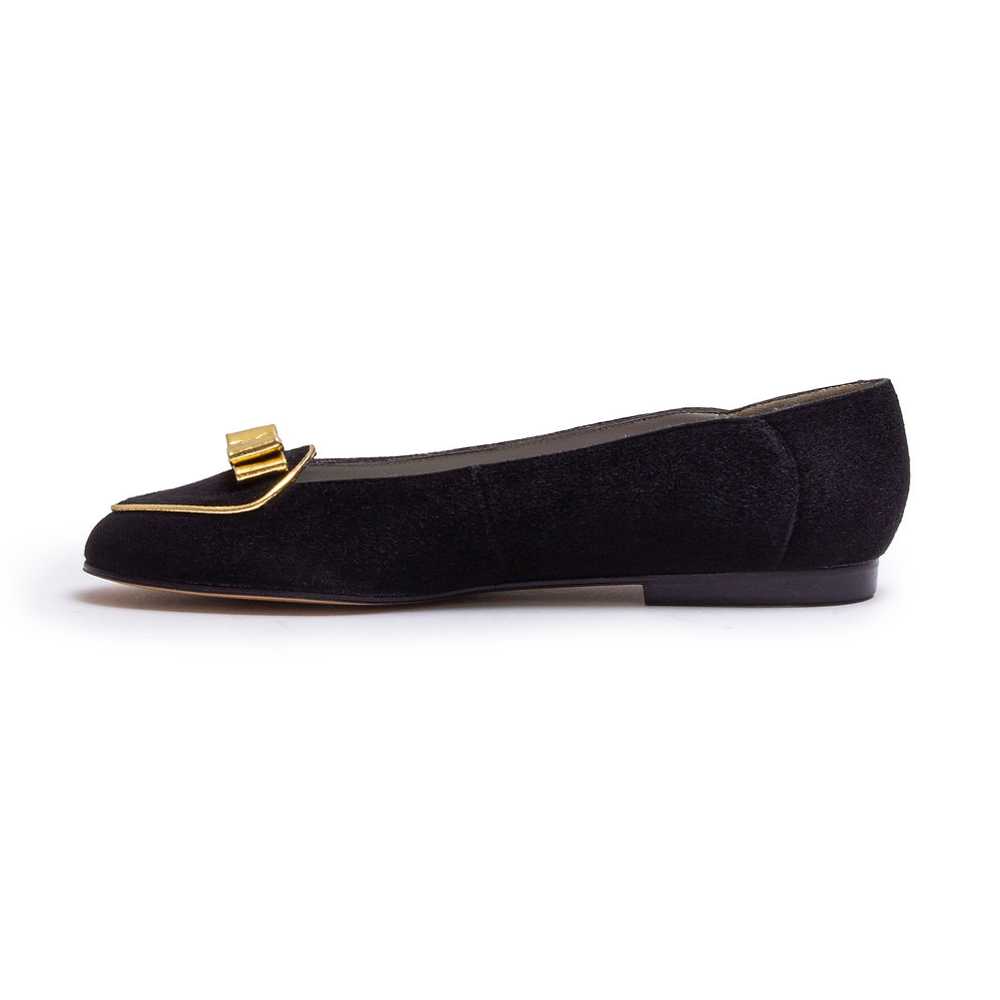 1980s NOS Black Suede and Gold Flats by Pappagallo - image 3