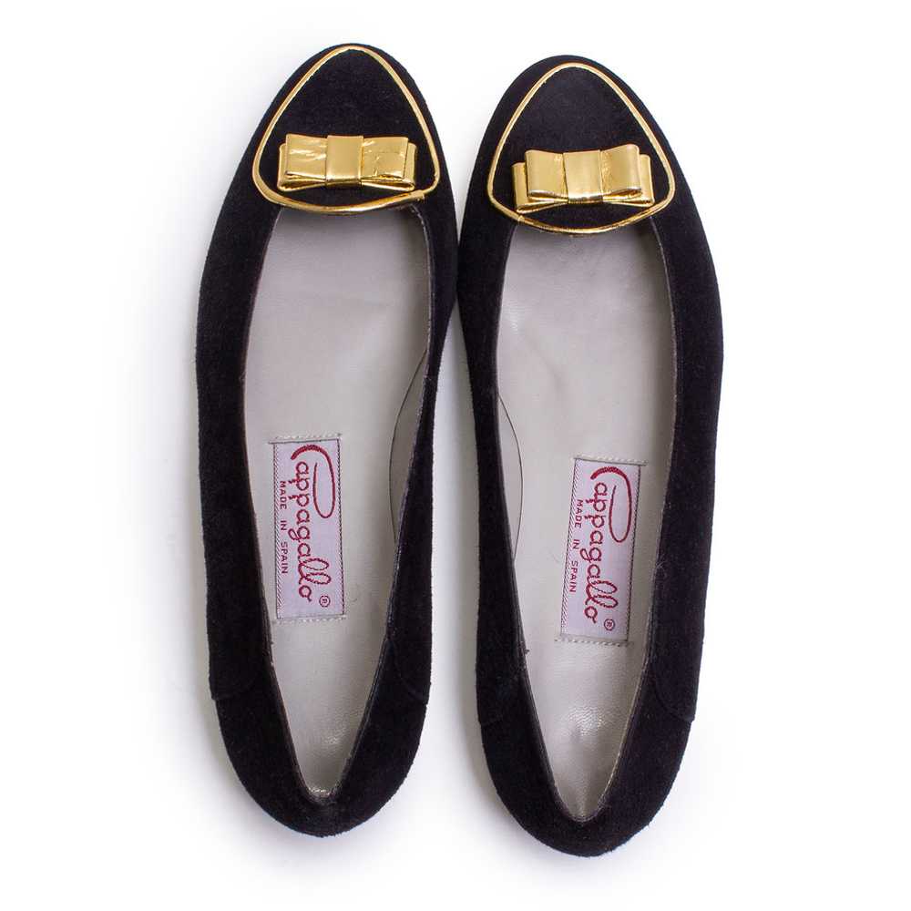 1980s NOS Black Suede and Gold Flats by Pappagallo - image 4