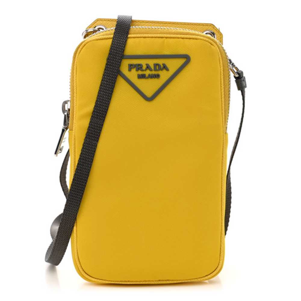 PRADA Tessuto Nylon Phone Case Crossbody Bag Gial… - image 1