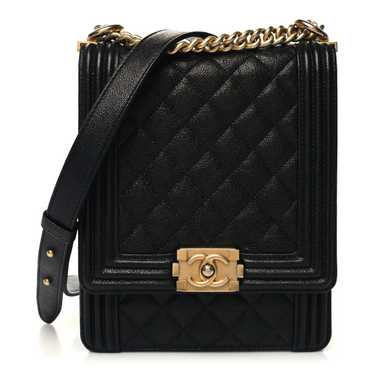 CHANEL Caviar Quilted North South Boy Flap Black - image 1