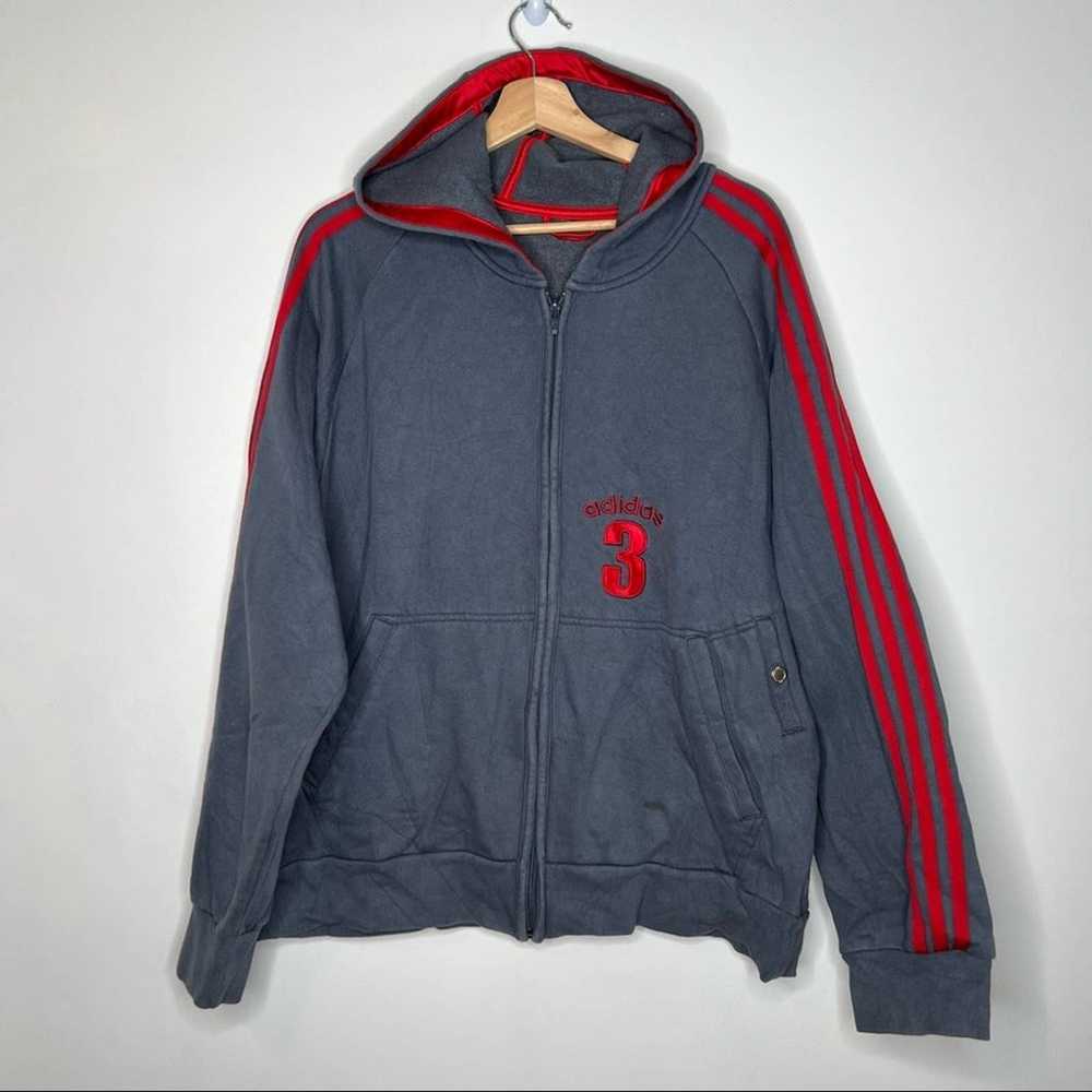 VTG Adidas 3 double pocket striped zip up hoodie … - image 2