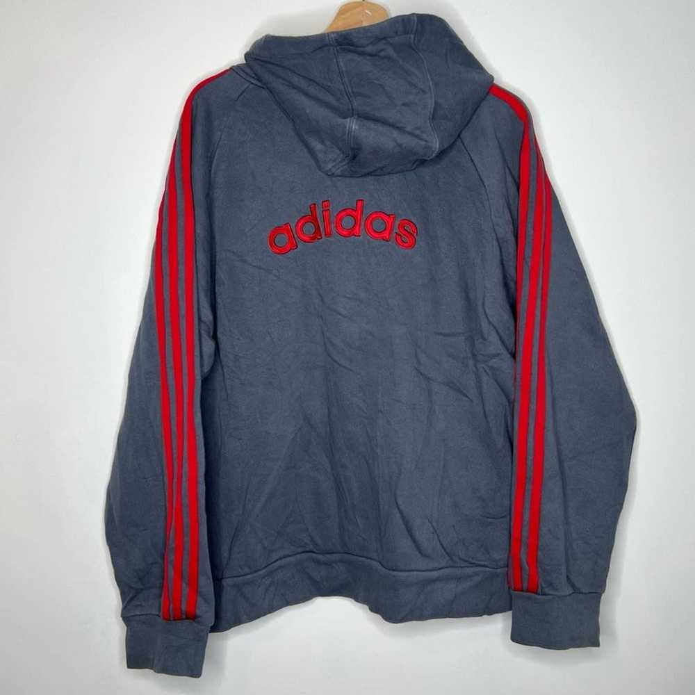 VTG Adidas 3 double pocket striped zip up hoodie … - image 3