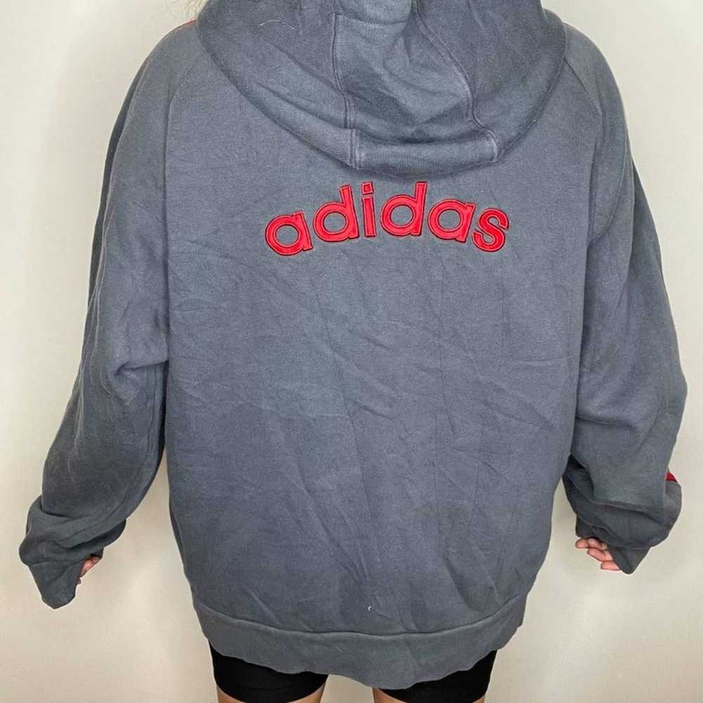 VTG Adidas 3 double pocket striped zip up hoodie … - image 4