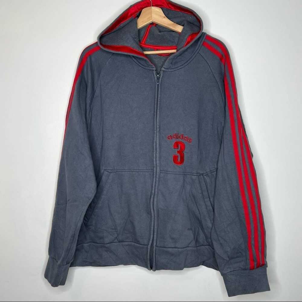 VTG Adidas 3 double pocket striped zip up hoodie … - image 6