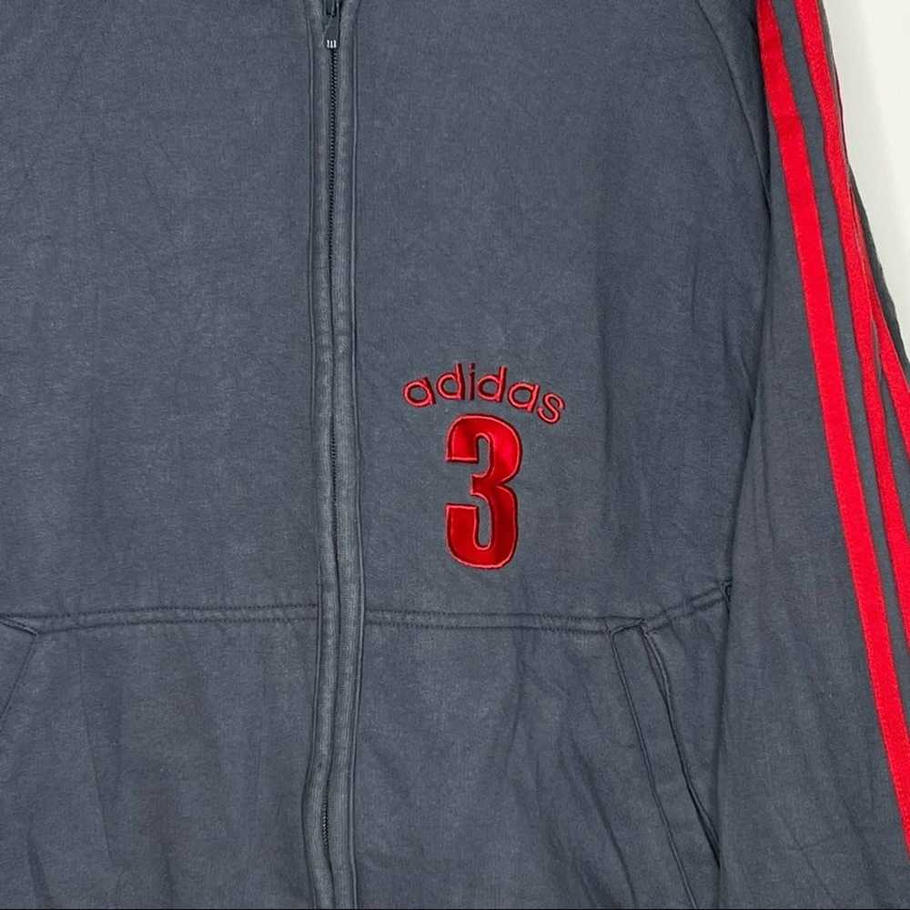 VTG Adidas 3 double pocket striped zip up hoodie … - image 7