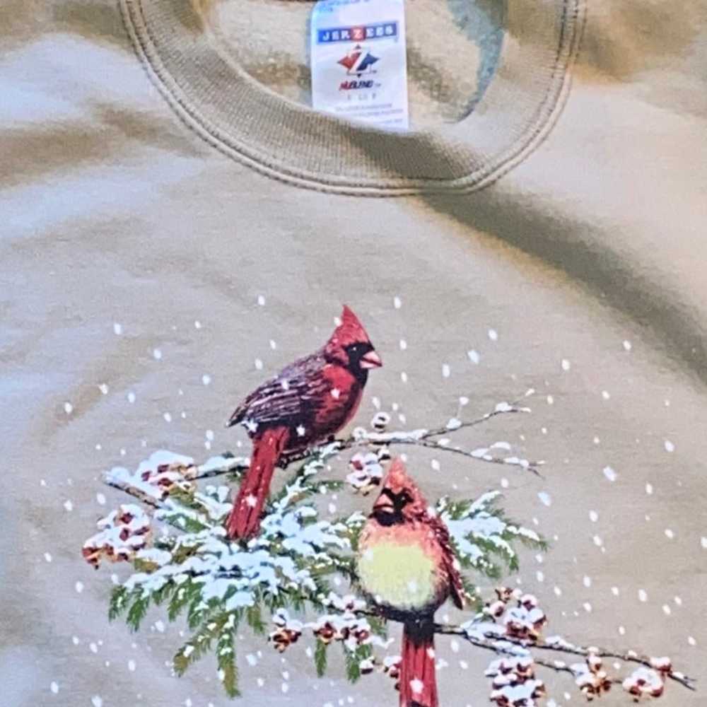 Christmas Sweater Pullover Red Cardinal Bird Size… - image 2