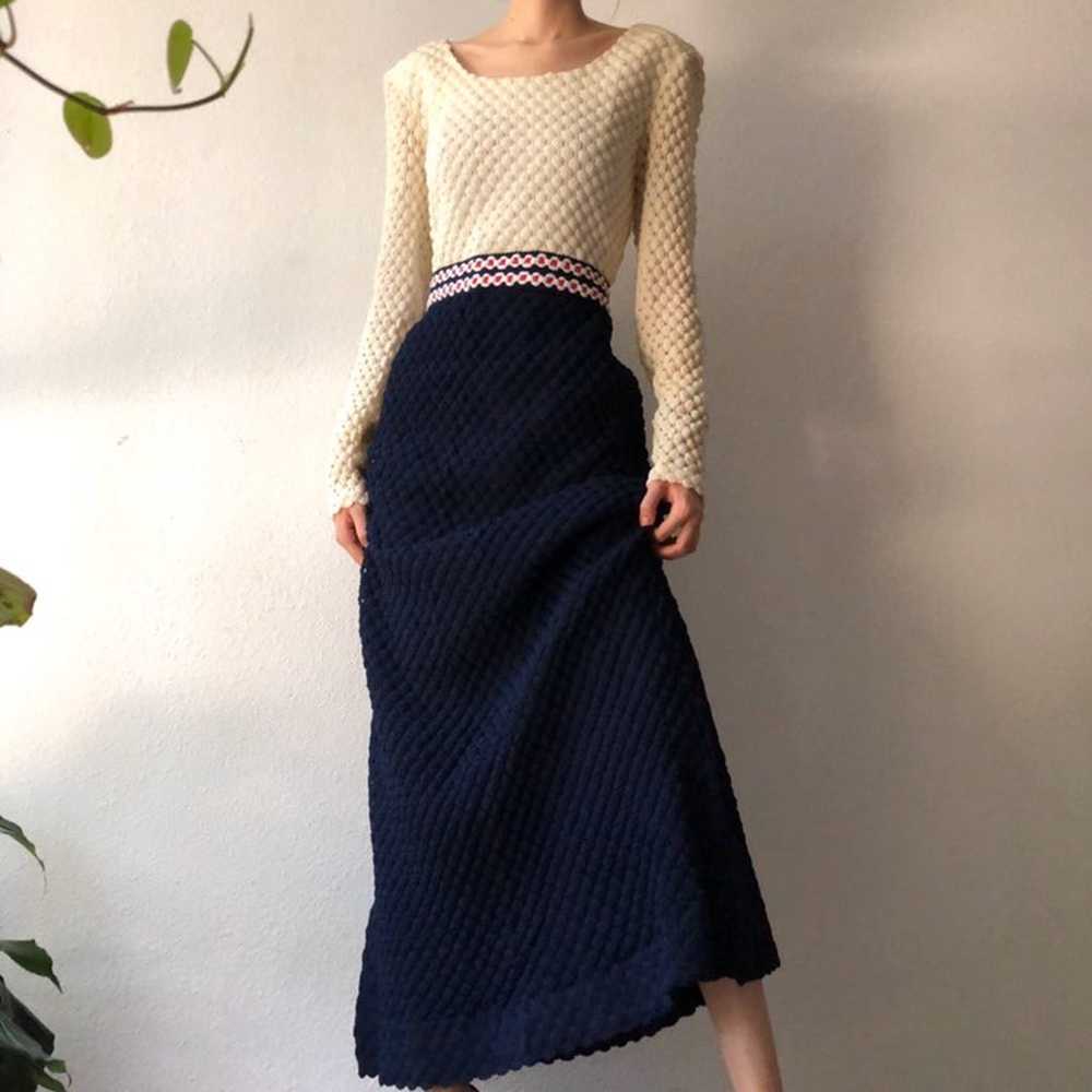 Vintage 70's Crochet Boho Maxi Dress S M - image 2