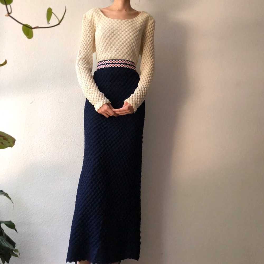Vintage 70's Crochet Boho Maxi Dress S M - image 3