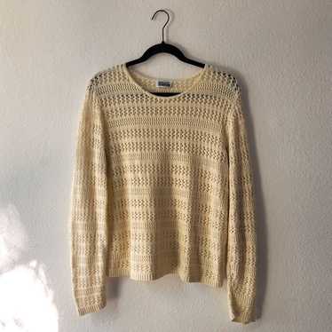Vintage 90's Off White Crochet Sweater M - image 1
