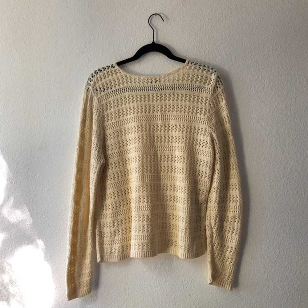 Vintage 90's Off White Crochet Sweater M - image 3