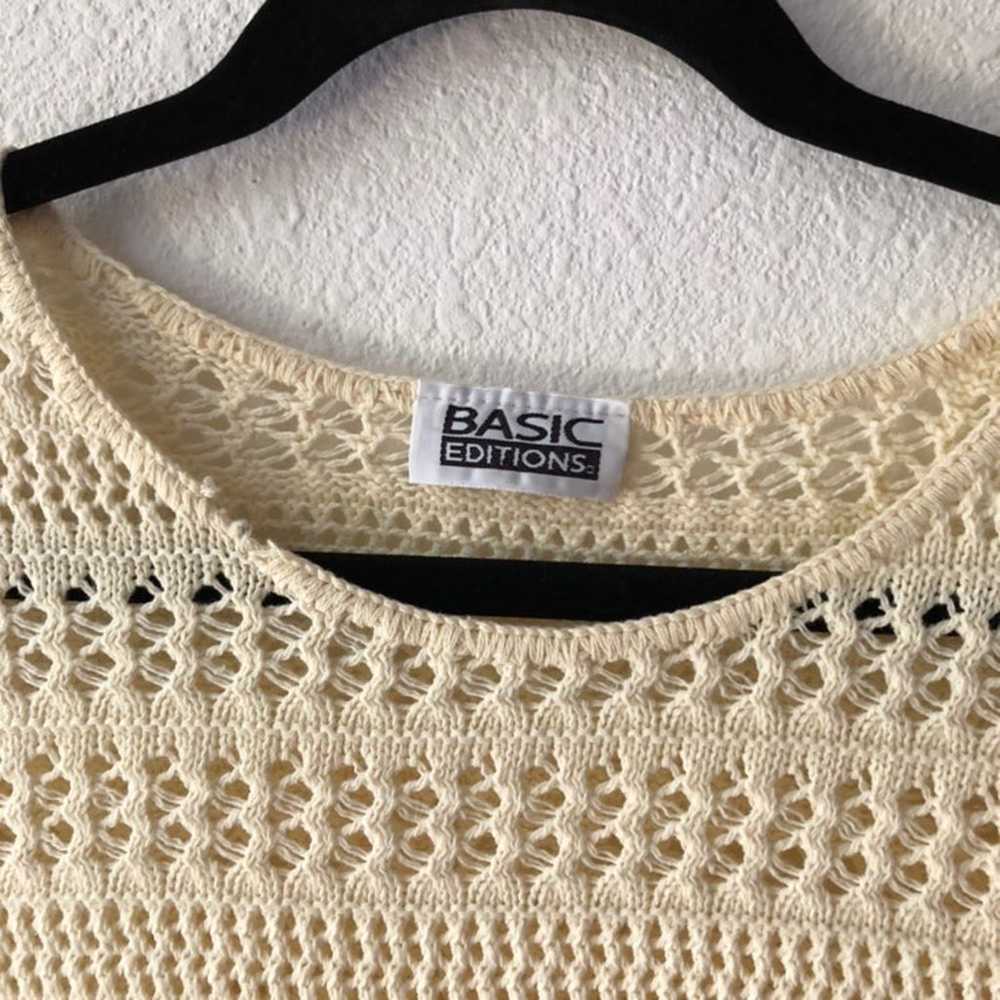 Vintage 90's Off White Crochet Sweater M - image 4