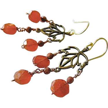 Goldstone Carnelian earrings Camp Sundance 14k go… - image 1