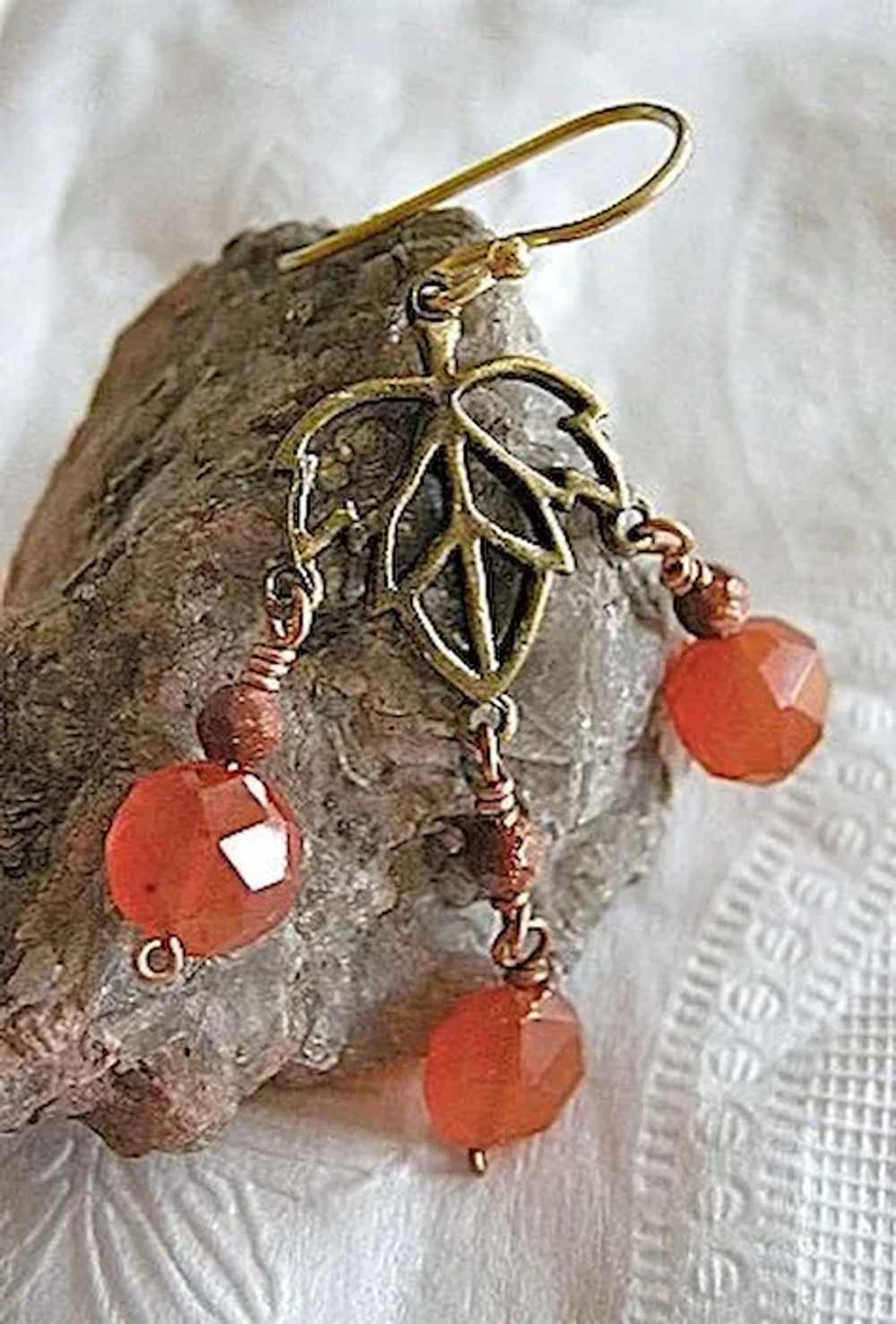 Goldstone Carnelian earrings Camp Sundance 14k go… - image 2