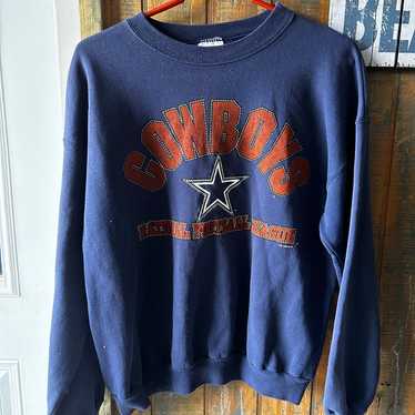 Vintage Starter Dallas Cowboys Embroidered Stripe Knit Crewneck Sweatshirt