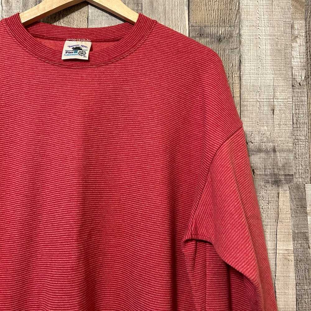 Vintage 1990’s Red White Striped Blank Sweatshirt… - image 2