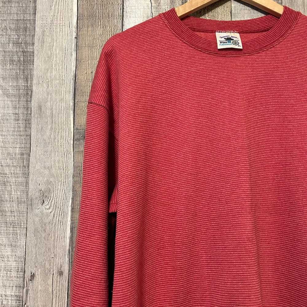 Vintage 1990’s Red White Striped Blank Sweatshirt… - image 5