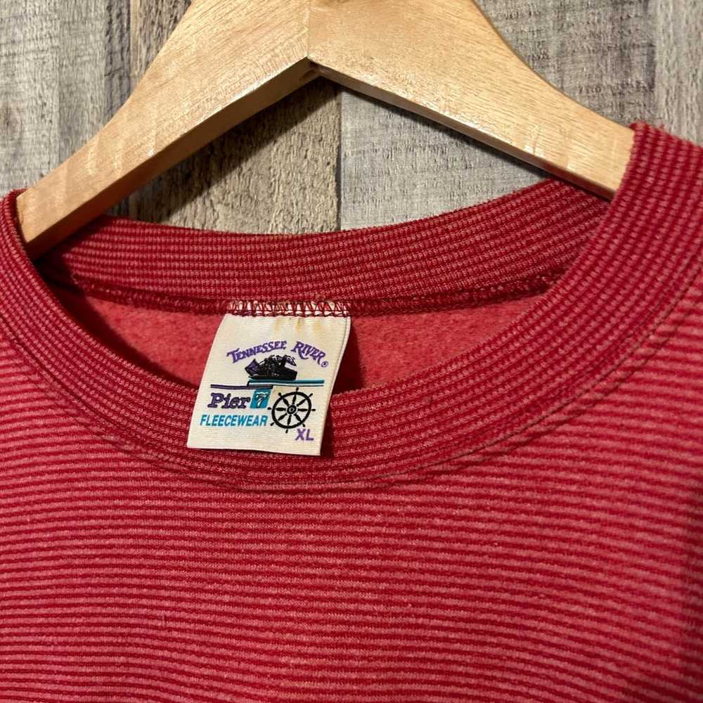 Vintage 1990’s Red White Striped Blank Sweatshirt… - image 6