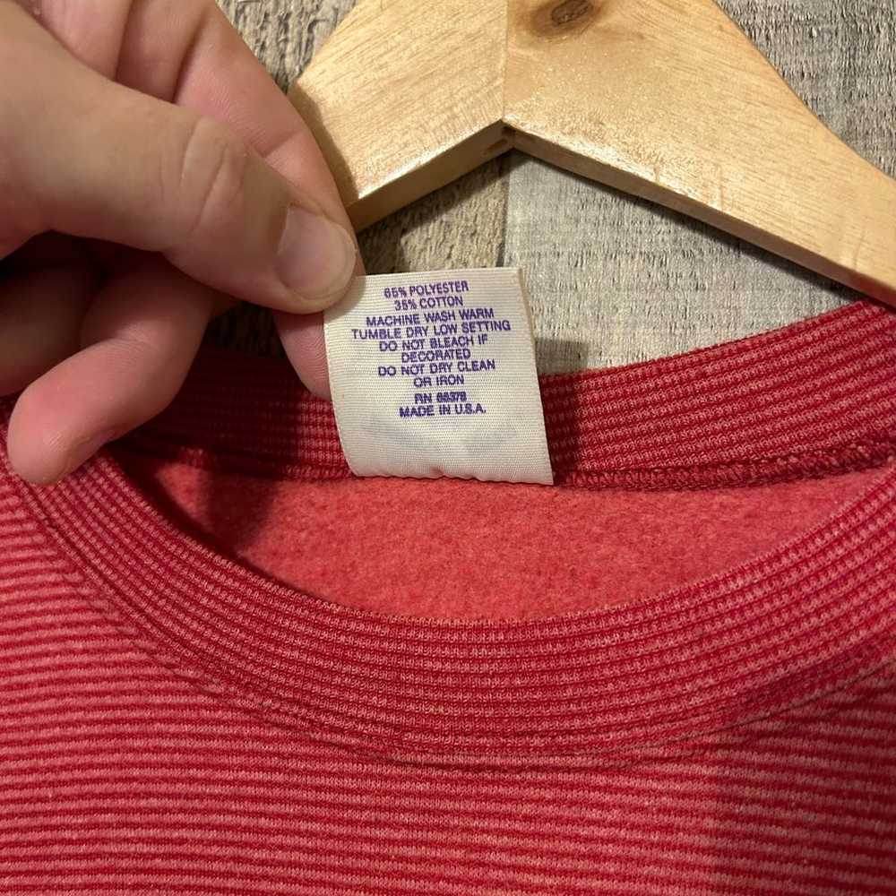 Vintage 1990’s Red White Striped Blank Sweatshirt… - image 7