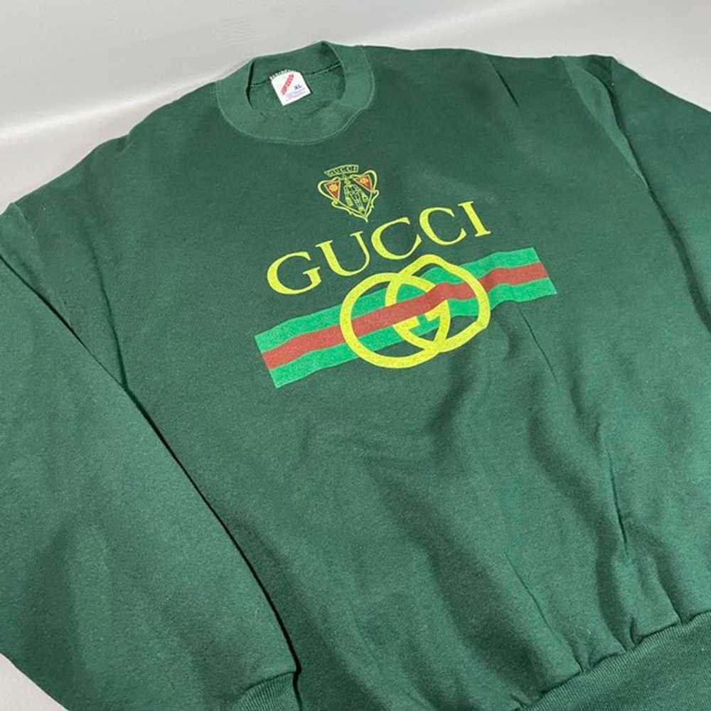 Vintage 90s JERZEES Green Sweatshirt Made USA Adu… - image 2