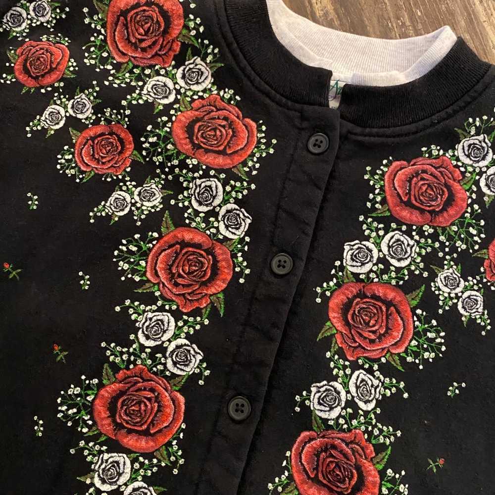 Vintage 1990s All Over Print Rose Button Up Sweat… - image 4