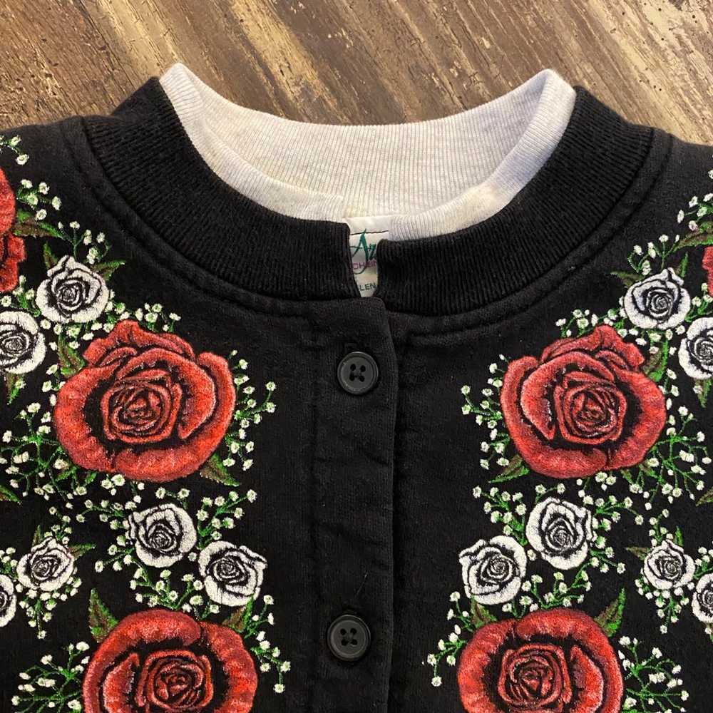 Vintage 1990s All Over Print Rose Button Up Sweat… - image 5