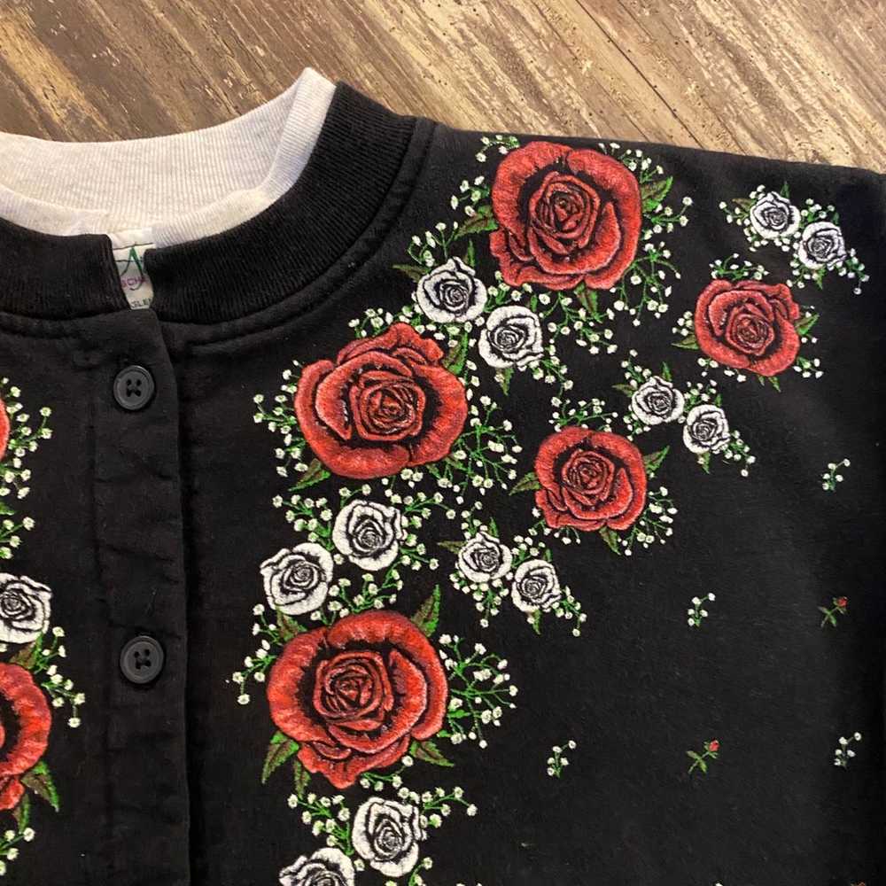 Vintage 1990s All Over Print Rose Button Up Sweat… - image 6