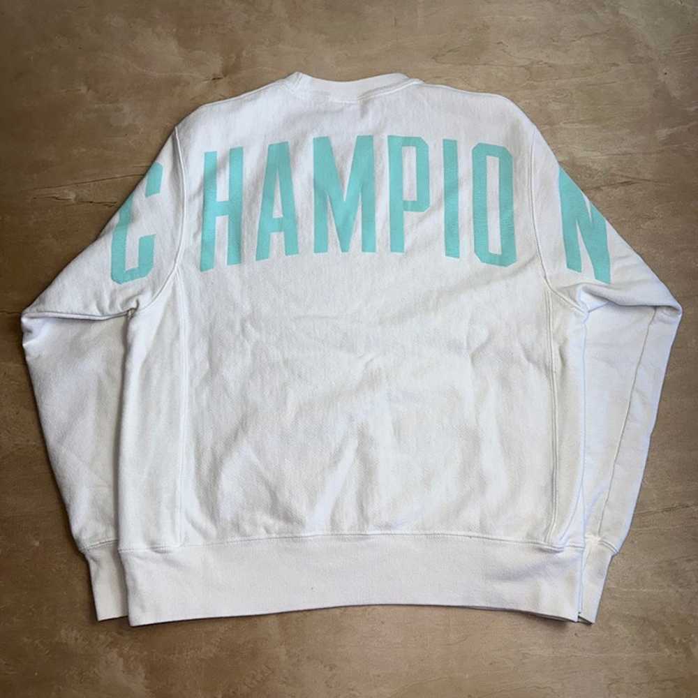 Champion Men's Medium White Teal Reverse Weave Pu… - image 3