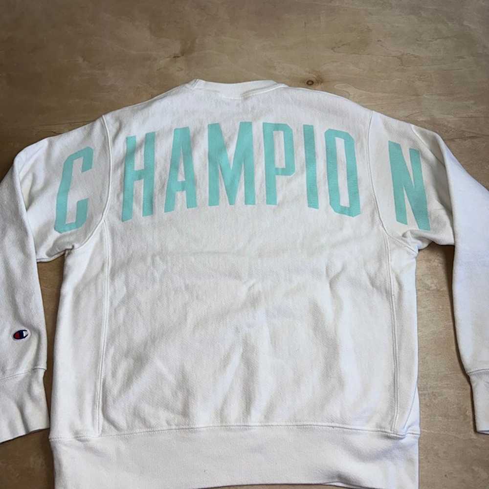 Champion Men's Medium White Teal Reverse Weave Pu… - image 4