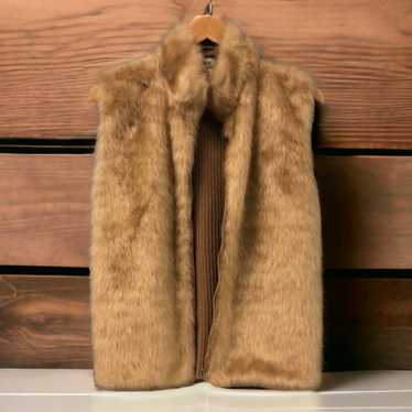 Vintage KIKIT Studio Tan Faux Fur Ribbed Knit Back